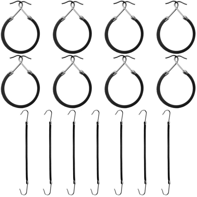 Hotop 15 Pieces Elastic Hook Hair Tie Styling Ponytail Holder Hooks Cord for Long Curly Hair(Black)