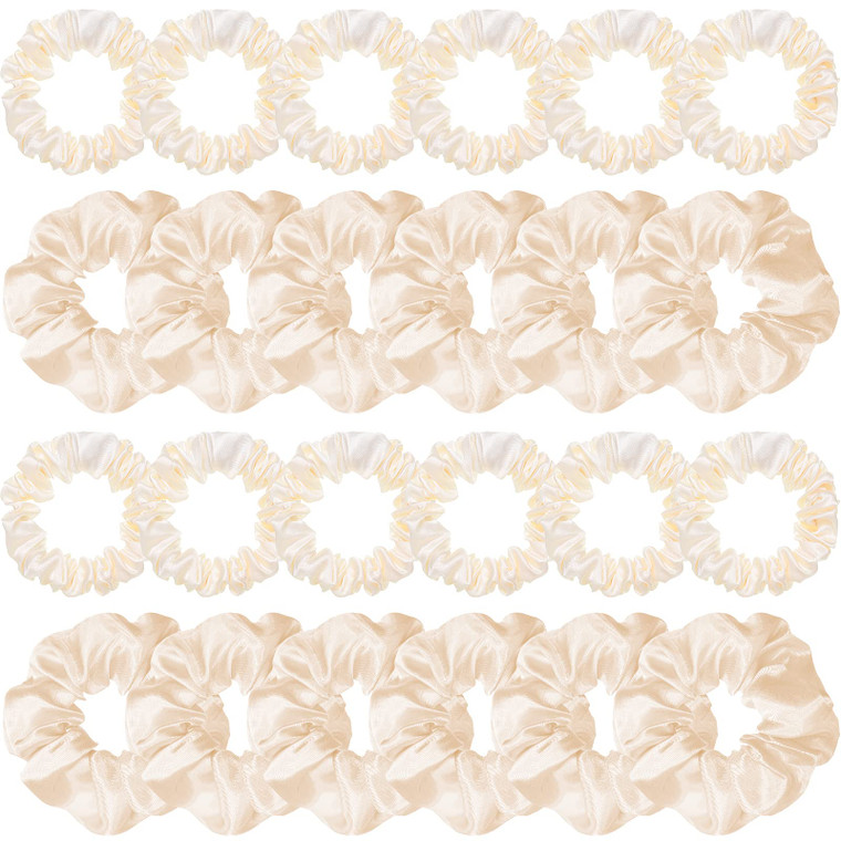WILLBOND 24 Pieces Satin Hair Scrunchies Silky Elastic Bands Skinny Solid Hair Ties Ropes Ponytail Holder for Women Headdress Accessories Decorations