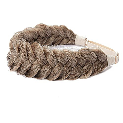 TOECWEGR Synthetic Hair Braided Headband Classic Wide Strands Wedding Disorderly Fluffy Braids Wig Band Women Beauty Accessory