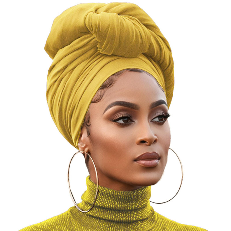 1 Piece Extra Wide Breathable Soft Fashion Halo Jersey Turban for Women (Turmeric)