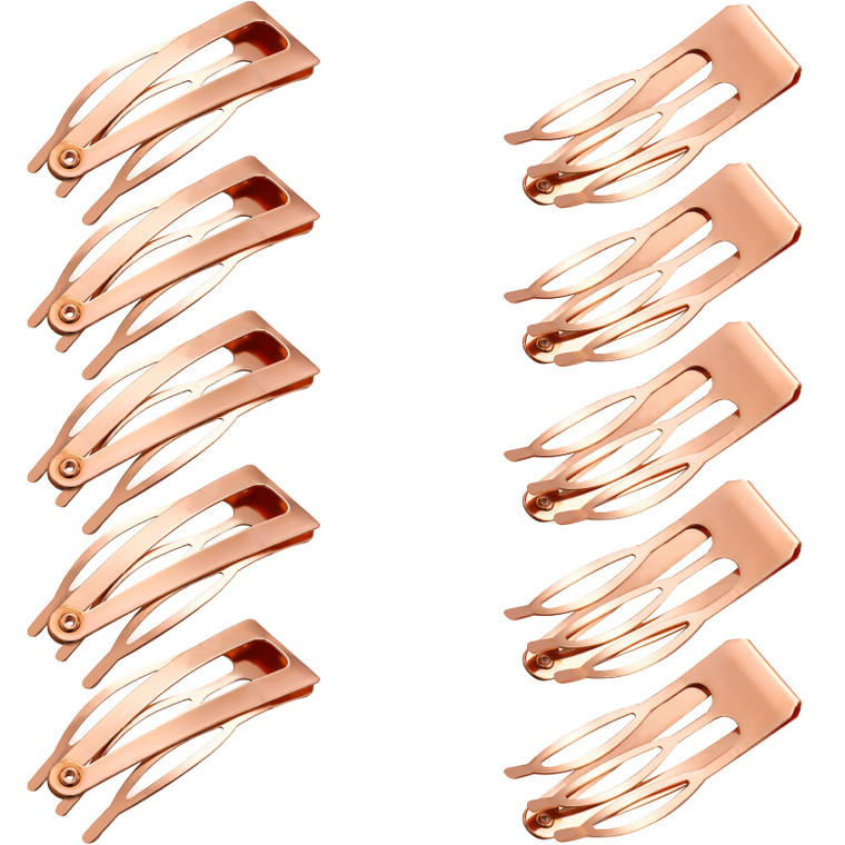 Chinco 24 Pcs Double Grip Hair Clips Metal Snap Clips Women Barrettes for Hair Making, Salon Supplies(Rose Gold,2 Inch)