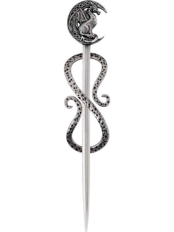 HAQUIL Dragon Crescent Moon Hairpin Metal Alloy Hair Accessory with Antique Silver Finish, Viking Dragon on Moon Hair Pin, Perfect Jewelry Gift for W