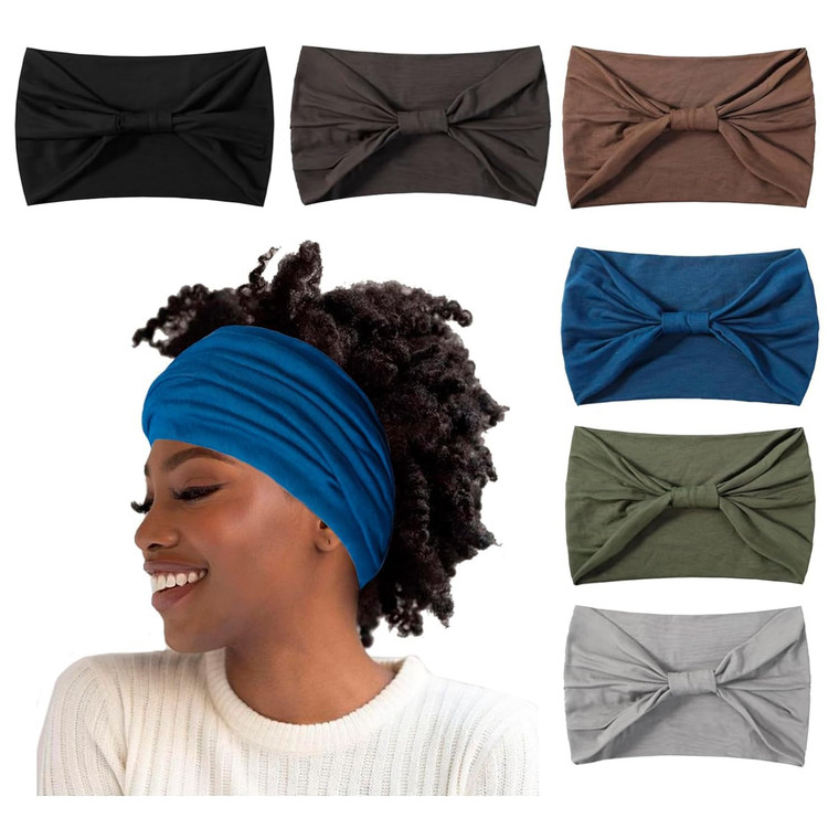 Artilady 7" Wide Headbands for Women Extra Large Stretchy Headwrap Soft Elastic Non Slip Head Bands Sports Yoga Running Hair Bands Boho Turban Hair A