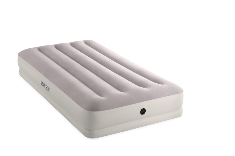 Intex 64177E Dura-Beam Standard Prestige Mid-Rise Air Mattress: Fiber-Tech  Twin Size  Quickfill USB Air Pump  12in Bed Height  300lb Weight Capa