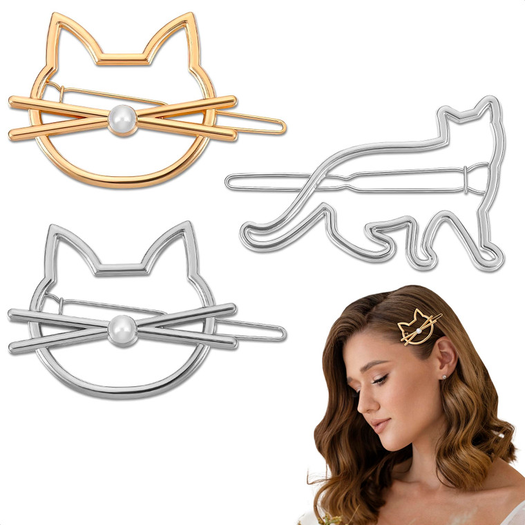 3 PCs Girl Cat Accessories  Cat Hair Clip for Various Hairstyles with Stylish Design  Compact Size Clips Made of Sturdy Metal Alloy for Daily Weari