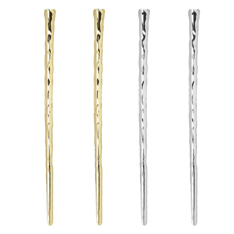 RAYNAG 4 Pack Bun Hair Sticks Metal Hair Chopsticks Charms Girl Women Hair Pin, Alloy Hair Pick, Gold and Silver (4.9inch)