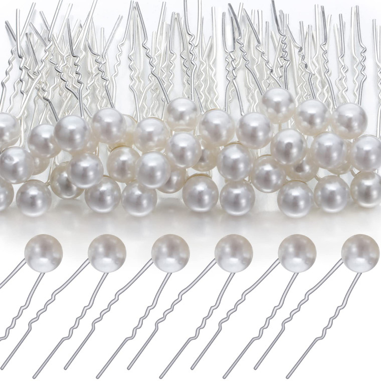 40 Packs Pearl Hair Pins Bridal Wedding White Pearl Hair Accessories Bobby Clips for Brides and Bridesmaids(0.3 Inch)