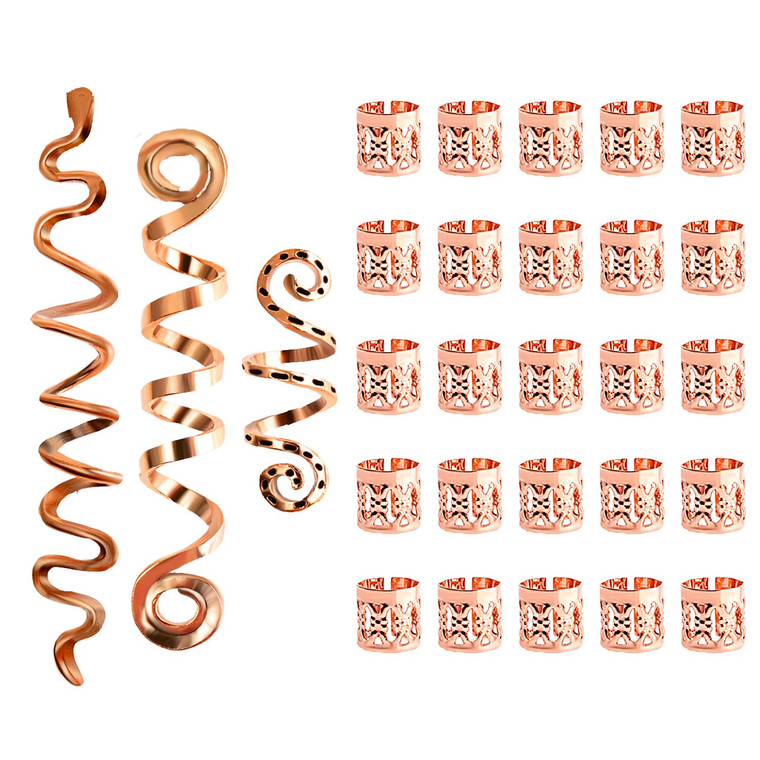 28 Pieces Hair Accessories for Women: Gold Loc Jewelry, Hair Cuffs, Spiral Coils, Dreadlock Rings and Clips