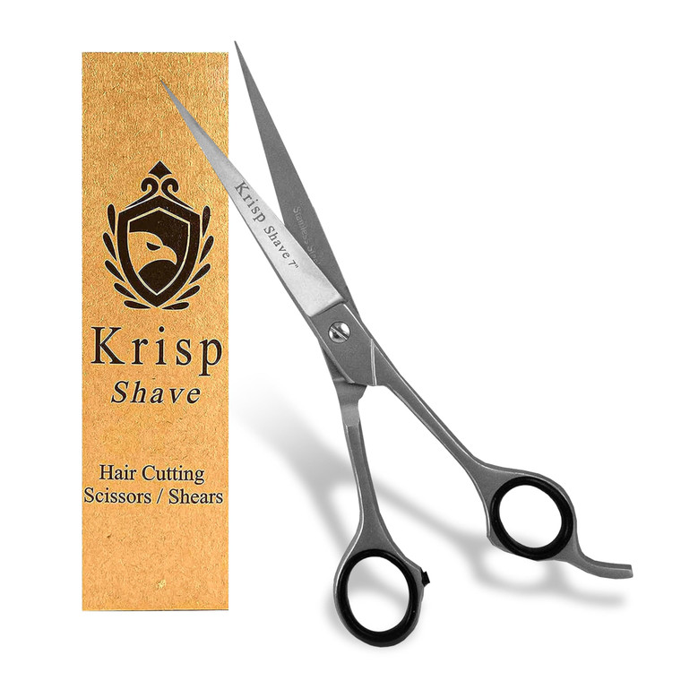 Professional Hair Cutting Scissors - Krisp Shave Japanese Stainless Steel Salon Barber Scissor (7 inch Inch) - Shears for Men's Beard Mustache Women