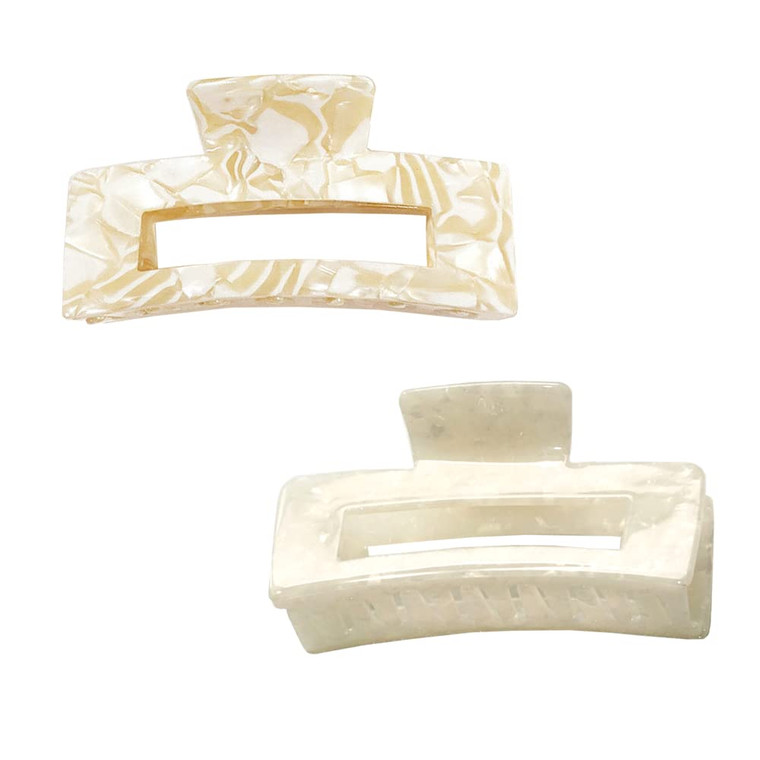 ZHOUMEIWENSP 2pcs Large Hair Claw Clips for Thick Hair, Tortoise Hair Clips, Acrylic Celluloid French Butterfly Jaw Clips, Strong Hold for Women (Whi