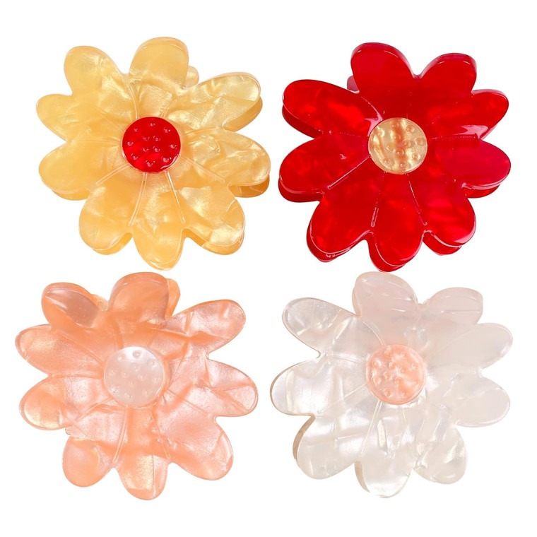 Jayongnee 4 PCS flower Hair Claw Clips for Women - Non-Slip Hair Clamps for Thin or Thick Hair - Cute flower Hair Accessories for Women Girls - Elega