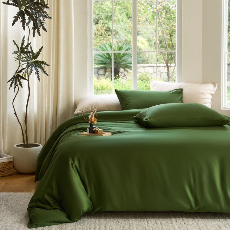 DOZ Duvet Cover Set, 100% Viscose derived from Bamboo, Organically Grown, Buttery Soft, Cooling Duvet Covers, High GSM, 1 Duvet Cover and 2 Pillowcas
