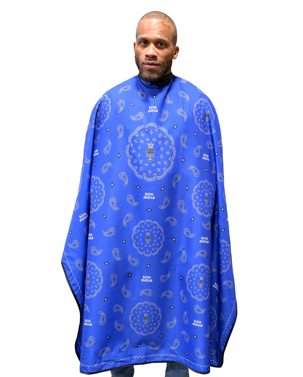 Bandana Barber Cape  Waterproof Barber Salon Cape, Hair Resistant Barber Cape for Men, Adjustable Neck Closure, Fits All (Blue)