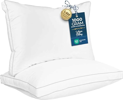 Utopia Bedding Bed Pillows for Sleeping Queen Size (White), Set of 2, Soft & Fluffy Pillow with Down Alternative Filling, Cooling, Hotel Quality, Gus