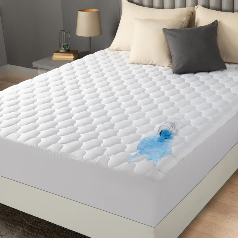 Utopia Bedding Waterproof Mattress Protector, Queen Mattress Pad, Noiseless Quilted Fitted Cover with Deep Pocket Stretches up to 16 Inches (White)