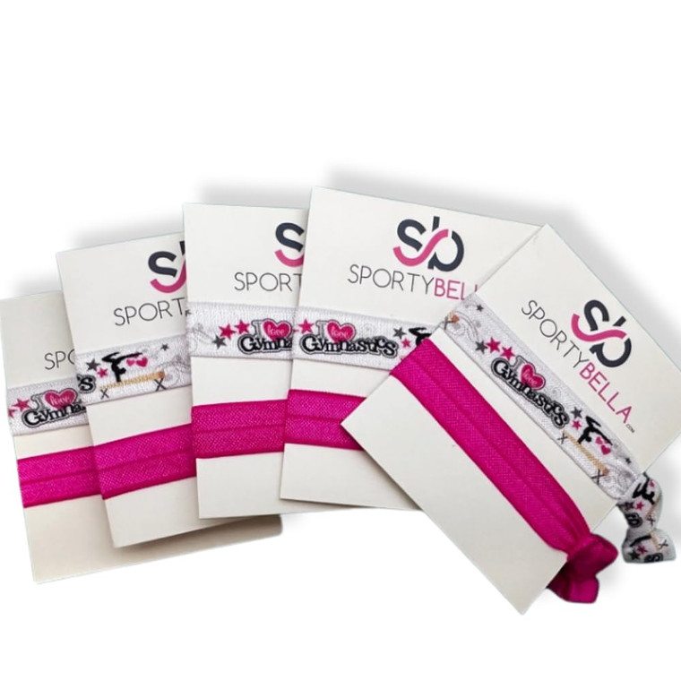 Gymnastics Hair Ties- Girls Gymnastics Hair Accessories- Gymnastics Elastics - Gift For Gymnast, Party Favors, Gymnastics Team Gifts