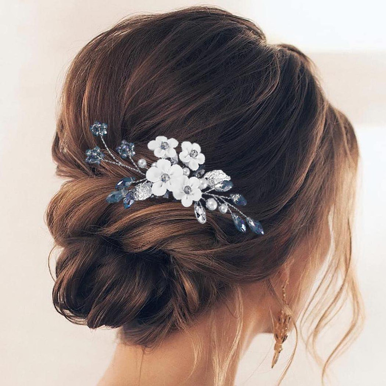 EARENT Navy Blue Wedding Hair Accessories Flower Hair Combs for Women