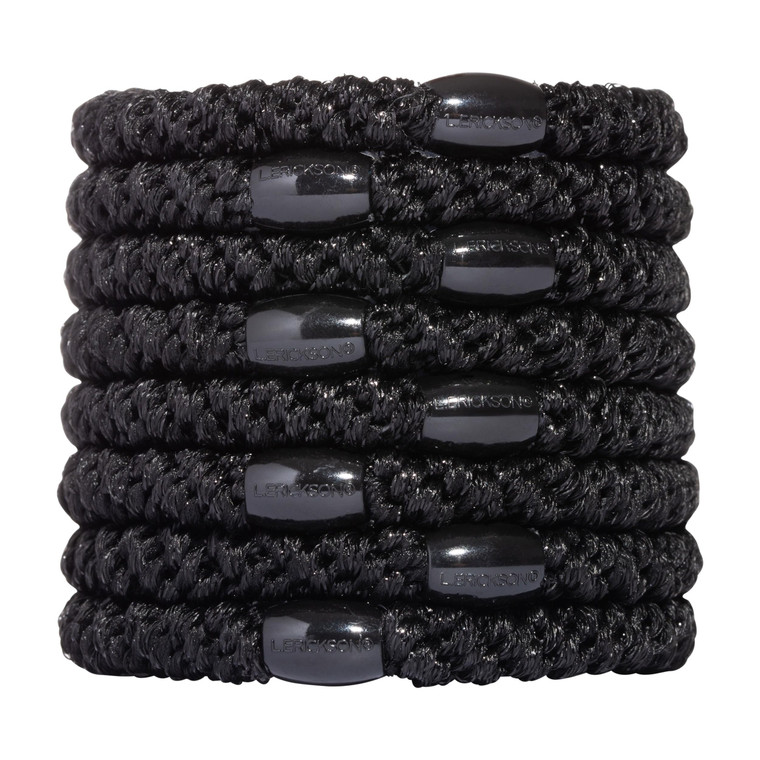 L. Erickson Pony Hair Ties - Black - 8 Pack Ponytail Holders - No Damage Hair Accessories for Women
