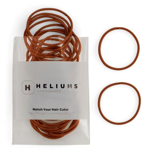 Heliums Thin Hair Elastics - Copper - 2mm Ties for Thin Hair, 1.75 Inch, Medium Hold No Damage Ponytail Holders - 40 Count