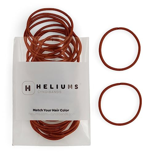 Heliums Thin Hair Elastics - Auburn - 2mm Ties for Thin Hair, 1.75 Inch, Medium Hold No Damage Ponytail Holders - 40 Count