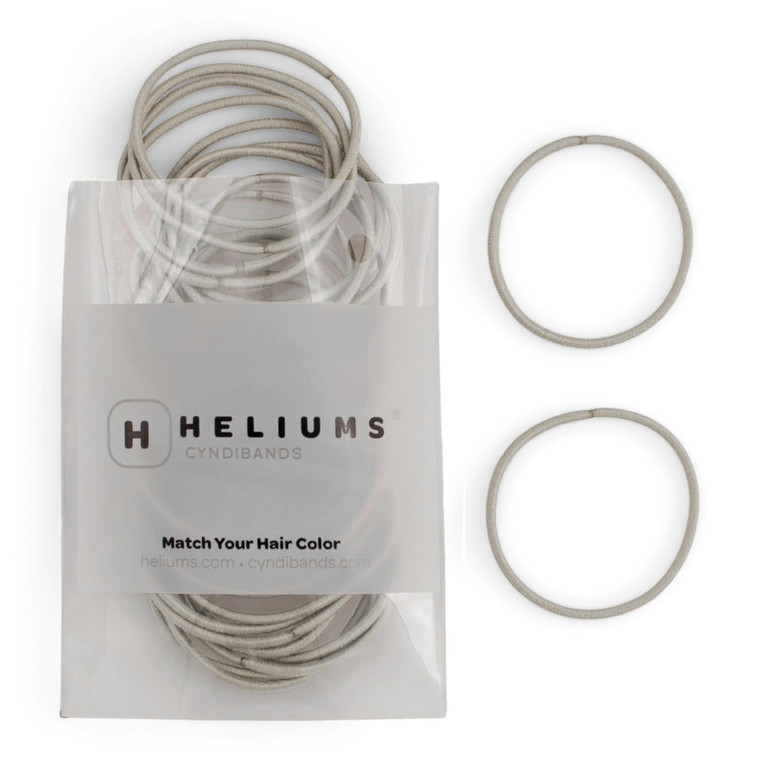 Heliums Thin Hair Elastics - Light Gray - 2mm Ties for Thin Hair, 1.75 Inch, Medium Hold No Damage Ponytail Holders - 40 Count