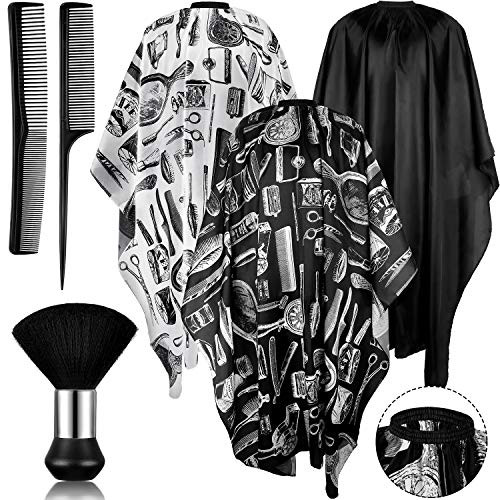 SATINIOR 6 Pcs Professional Salon Barber Capes Waterproof Hair Cutting Capes with Neck Duster and Combs Brush with Adjustable Snap Closure for Women