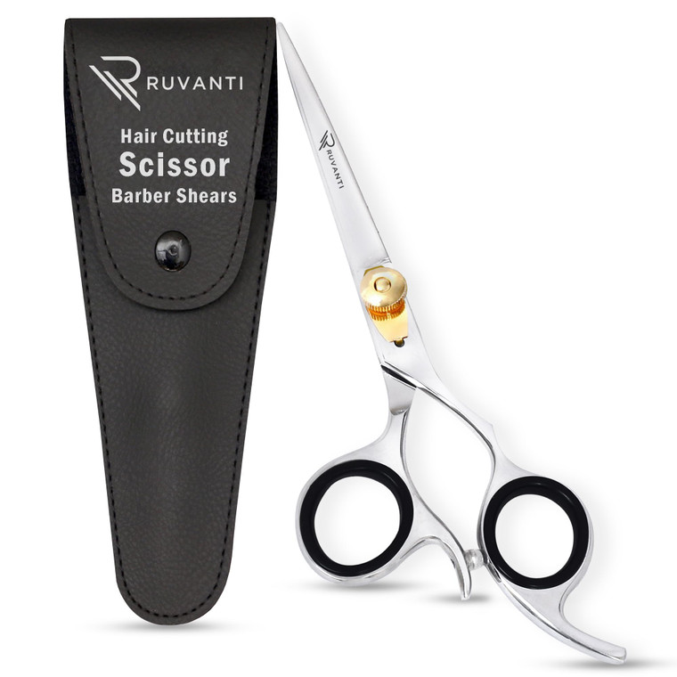 Ruvanti Hair Cutting Scissors - Professional Barber Premium Shears For Salon And Home Use, Sharp & Durbale Stainless Steel Blades for essential hair