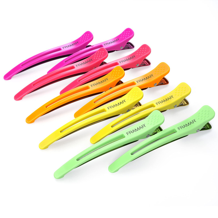 Framar Neon Creaseless Hair Clips 10 pack  Professional Salon Hair Clips for Styling Sectioning, Hair Styling Clips, Hair Clip For Sectioning, Hair
