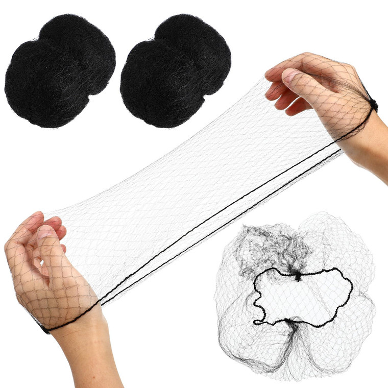 BESTOYARD 100 Pcs Invisible Black Hair Nets 19.7 Inch Elastic Mesh Hairnet for Food Service Workers Wig Packaging Ballet Buns and Daily Hair Styling
