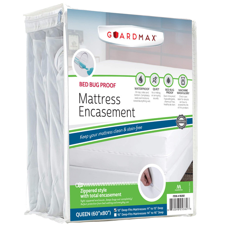Guardmax Jersey Knitted Queen Zippered Mattress Encasement - Waterproof & Bed Bug Proof Mattress Protector - Comfortable, Soft, and Noiseless Zippere