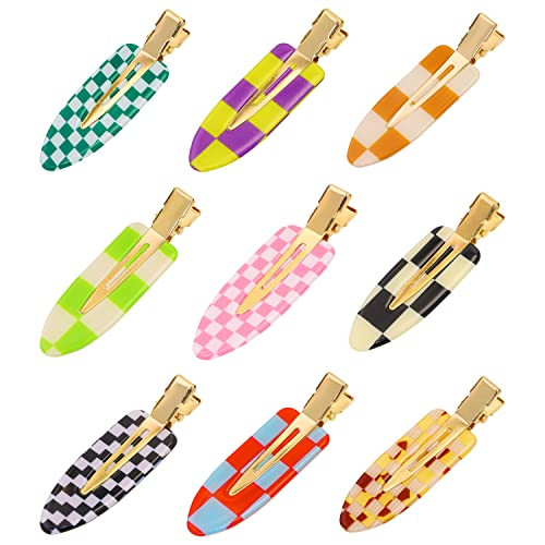 Mini Skater 9Pcs No Bend Hair Clips 2.36" Bang Seamless Hairpin No Crease Curl Pin Clip Duckbill Hair Barrette Accessories for Women Hair Styling and