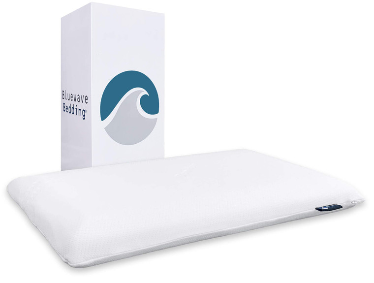 Bluewave Bedding Ultra Slim Gel Memory Foam Pillow for Stomach and Back Sleepers - Thin, Flat Design for Cervical Neck Alignment and Deeper Sleep (2.