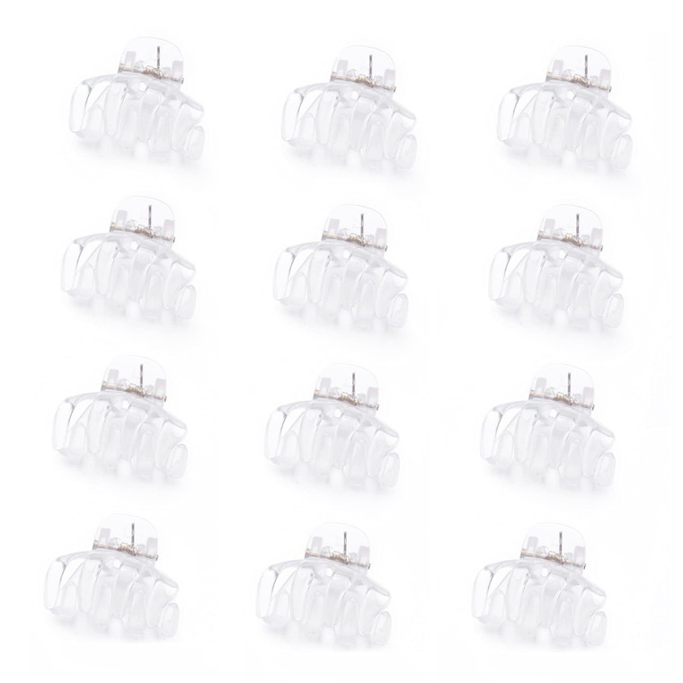 Cobahom 12 Pack Small Plastic 1.2 Inch No-Slip Mini Clips for Thin Hair Styling Accessories for Women and Girls (White)