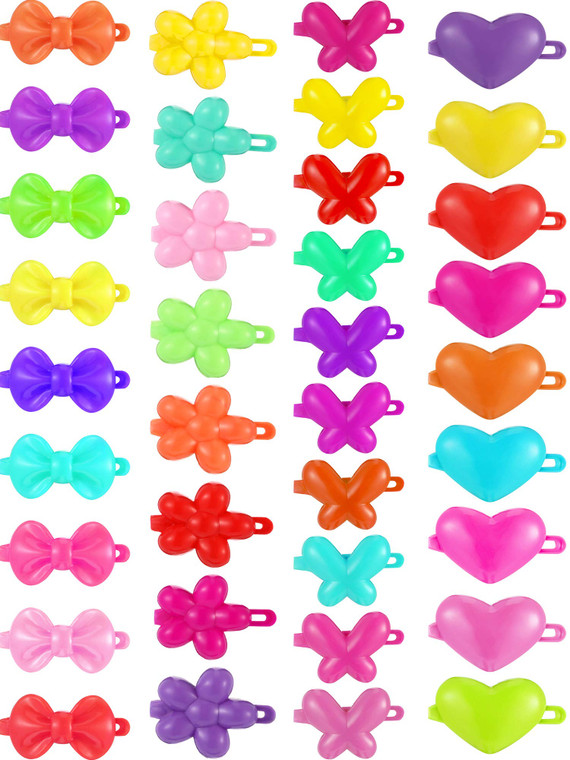 WILLBOND 100 Pieces Girls Hair Barrettes Self Hinge Plastic Clip Toddler Kids Baby 80s 90s Clip Colorful Cute Cartoon Hair Pin Accessories(Butterfly,