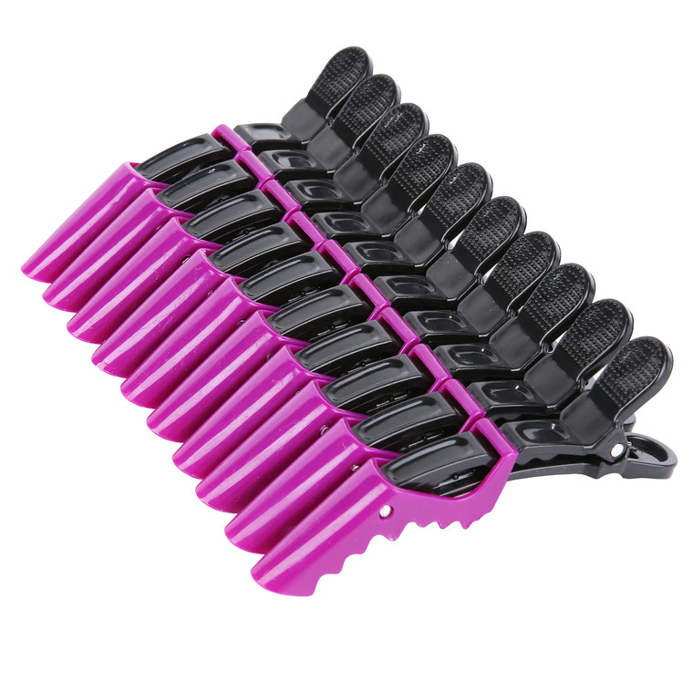 HH&LL Hair Clips for Women  Wide Teeth & Double-Hinged Design  Alligator Styling Sectioning Clips of Professional Hair Salon Quality - 10Pack (Purp