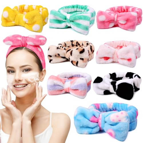 8 Pack Spa Headbands for Women Facial Makeup Headband Stocking Stuffers For Women Teen Girls Coral Fleece Easter Basket Stuffers Valentines Galentine