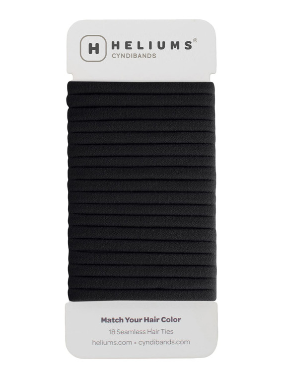 Heliums Thin Seamless Hair Ties - Black - 6mm Nylon No Damage Ponytail Holders, 1.75 Inch, Medium Hold for Thin to Normal Hair - 18 Pack