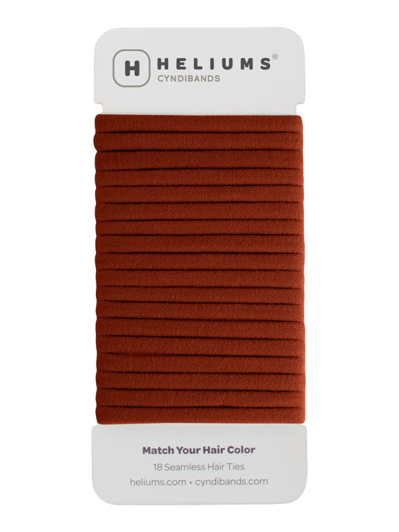 Heliums Thin Seamless Hair Ties - Auburn - 6mm Nylon No Damage Ponytail Holders, 1.75 Inch, Medium Hold for Thin to Normal Hair - 18 Pack