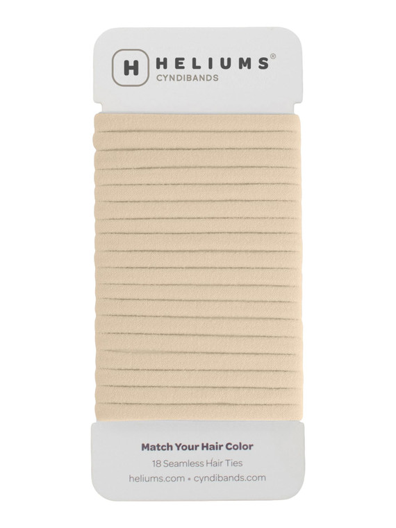 Heliums Thin Seamless Hair Ties - Beige Blonde - 6mm Nylon No Damage Ponytail Holders, 1.75 Inch, Medium Hold for Thin to Normal Hair - 18 Pack