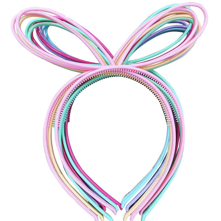 XIMA 12pcs Plastic Girls Headbands with Bunny Ears, Bows, and Party Hair Accessory (SP-Rabbit Ear)