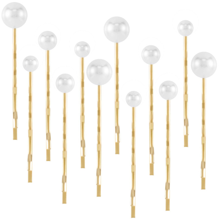 OIIKI 12PCS Pearls Hair Bobby Pins, Pearl Hair Clips, 3 Sizes Pearl Barrettes, Decorative Wedding Bobby Pins, Bridal Hairstyles Accessories for Women