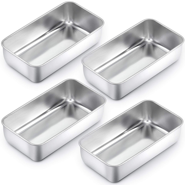 TeamFar Loaf Pan, 9¼" × 5" Bread Loaf Pans Meatloaf Pan Stainless Steel for Baking Bread Cake Lasagna, Healthy & Durable, Oven & Dishwasher Safe - Se