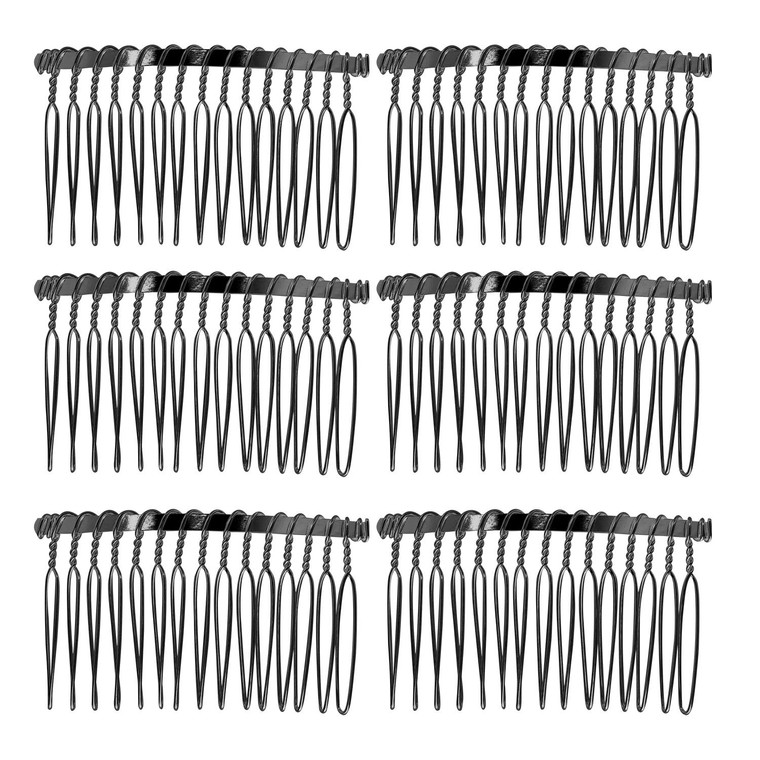 Senkary 10 Pieces Metal Hair Comb Clip Wire Wedding Bridal Veil Combs for Women (15 Teeth, Black)