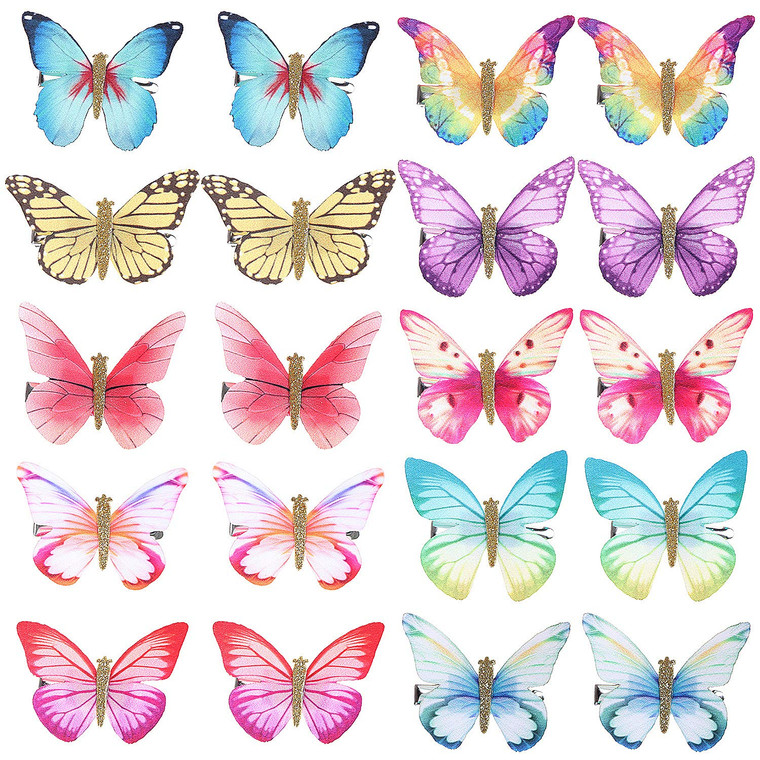 20Pcs Hair Clips Butterfly Hair Clips Butterfly Snap Clips Barrettes for Toddlers Baby Girl and Women Assorted Color Butterfly Hair Clips Beautiful M