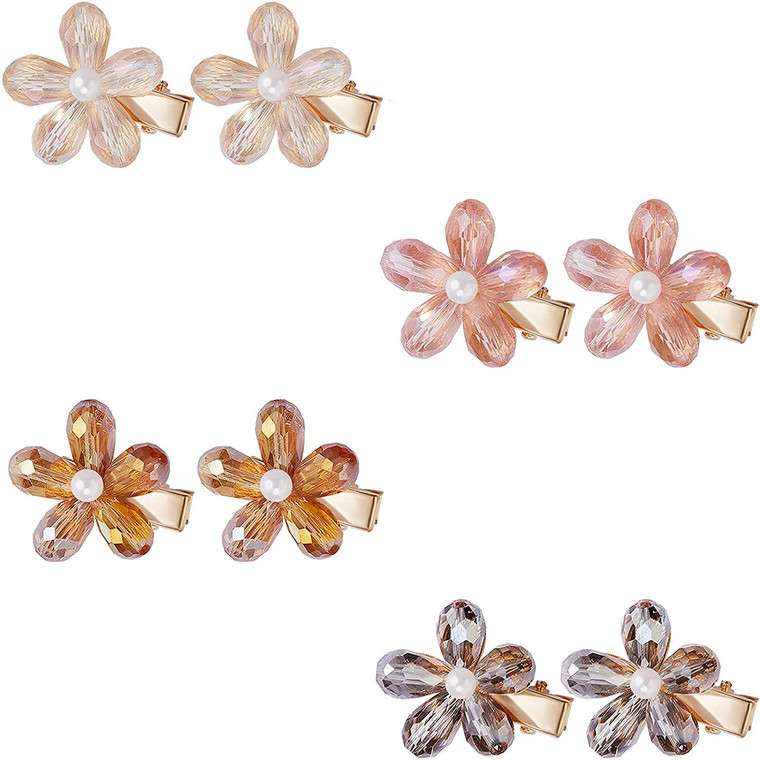 Crystal Hair Clips Small Pearl Hairpins Textention Fashion Hair Barrettes Decorative Bling Hair Accessories for Women Ladies