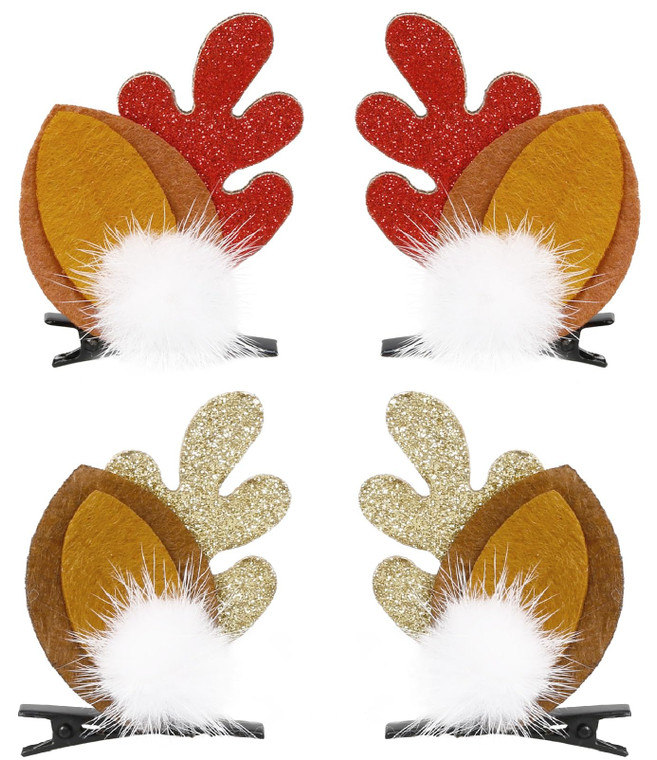 Christmas Hair Clips for Women Girls Deer Ears Clips, Reindeer Antlers Cute Christmas Hair Accessories for Women Festive Holiday Hair Clips