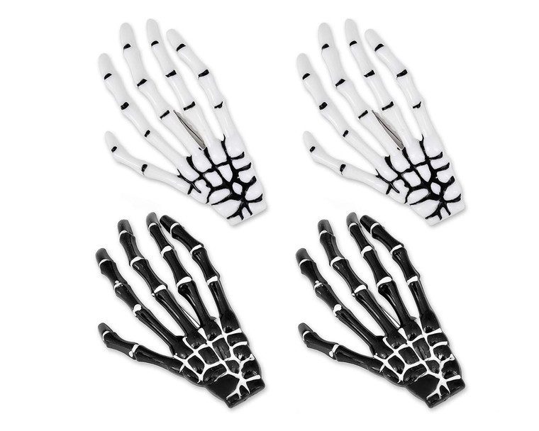DS. DISTINCTIVE STYLE 2 Pairs Korean Style Gothic Skeleton Hands Bone Hair Clips - Fashion Punk Rock Devil Claw Alligator Barrettes Women Girls Hair