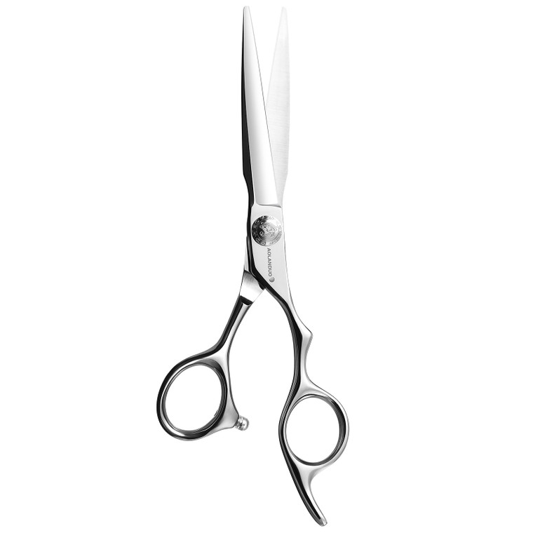 AOLANDUO Professional Hair Cutting Scissors  JP440C Japanese Steel, Convex Edge, Ergonomic Offset Handle  6-Inch, Right-Handed, Includes Case