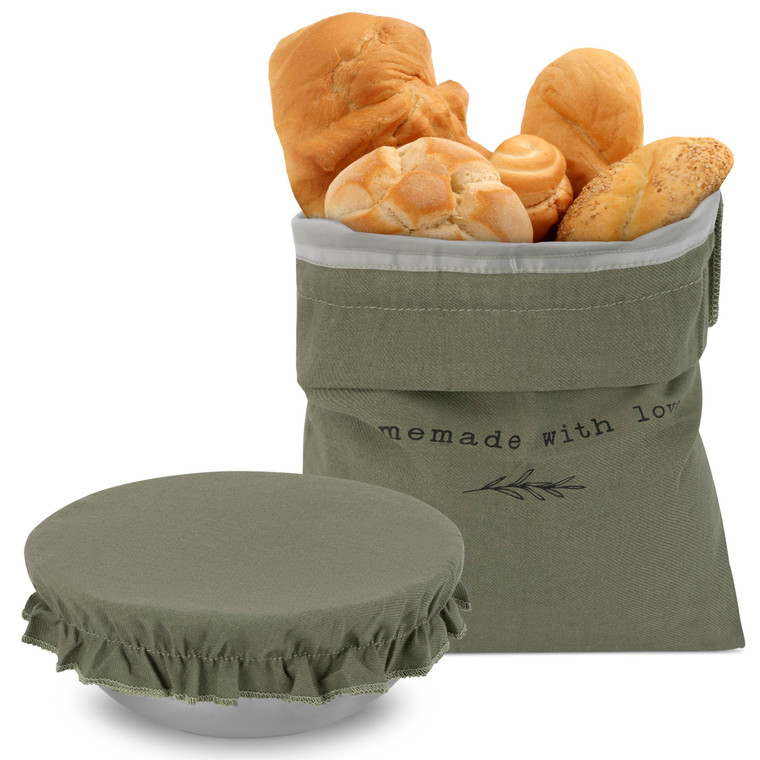 KIBAGA Beautiful Linen Bread Bag and Proofing Cover For Homemade Sourdough Bread - Keeps Your Loaf Fresh for Days - Reusable and Easy to Clean Storag