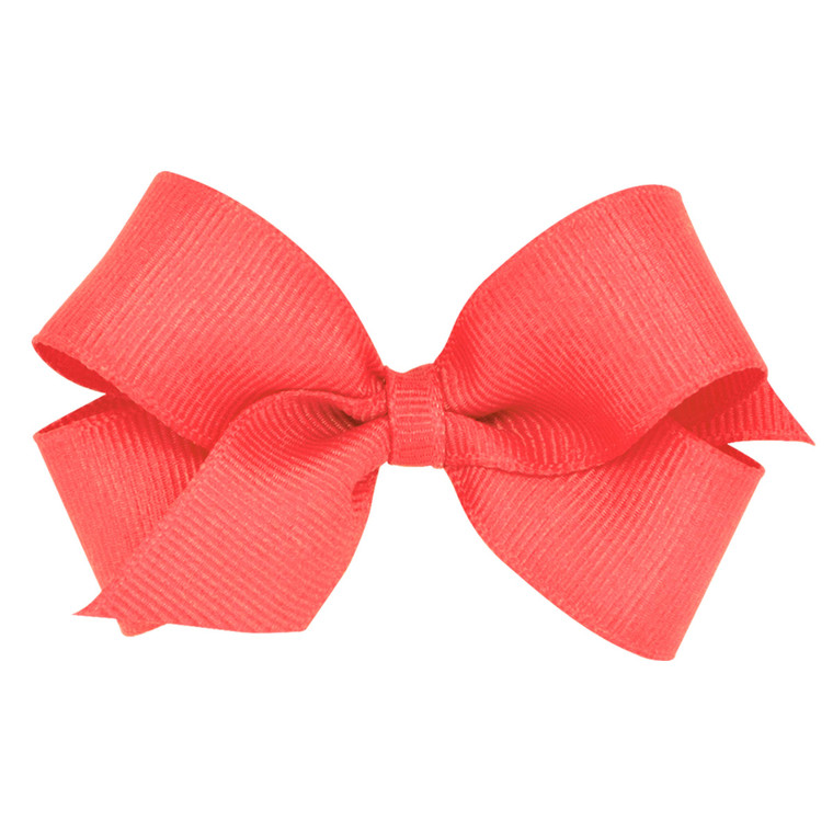 Wee Ones Girls' Classic Grosgrain Hair Bows with Plain Wrap Center, No-Slip Hair Clip, Handmade, Watermelon, Mini